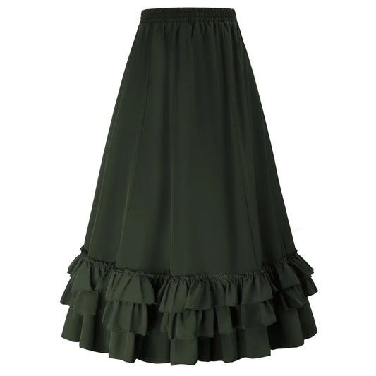 Belle Poque Women&#39;s Vintage Stripes Gothic Victorian Skirt Renaissance Style Falda Length Adjustable Skirts Victorian Costume A3